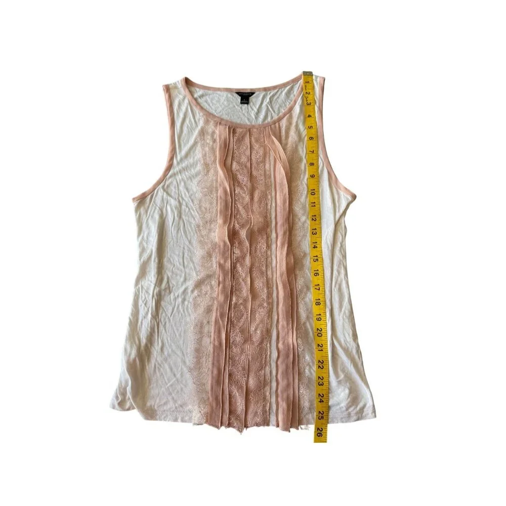 Ann Taylor Womens Sleeveless Ivory & Peach Blouse Size L Lightweight Polyester - Picture 5 of 5